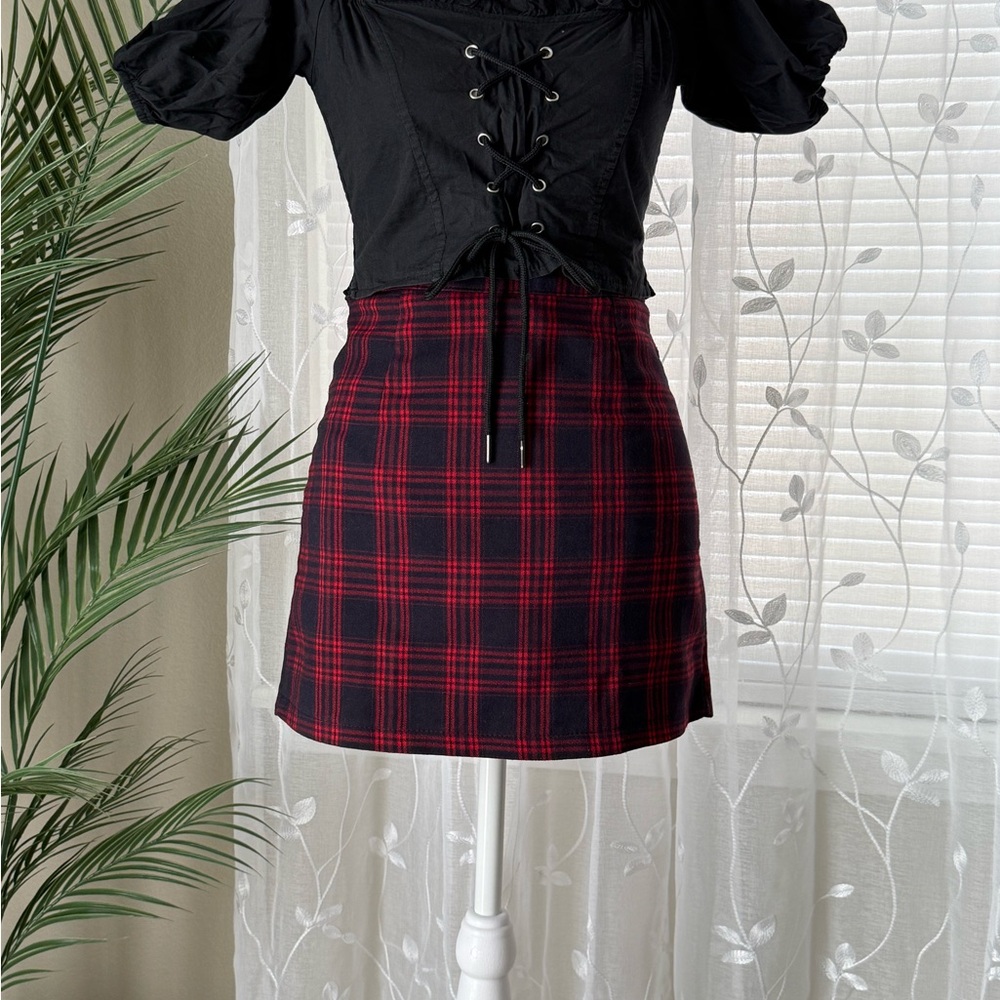 Plaid Black and Red Women's Skirt